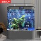 美諾魚(yú)缸客廳免換水家用中小型智能1.2米雙圓形靠墻大型背濾金龍魚(yú)缸 灰色【高清玻璃+顯示屏+魚(yú)缸大禮包】 80*50*138