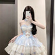 馨瑞緣（XINRUIYUAN）洛麗塔lolita公主風(fēng)特風(fēng)掛脖吊帶短裙蓬蓬裙lo蘿莉塔 杏藍粉-掛脖(送項鏈) S (65斤-85斤)