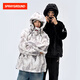 SPRAYGROUND2025冬季滿(mǎn)印鯊魚(yú)嘴加厚毛毛外套男女雙拉鏈連帽棉服 淺灰色 M