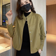 傾她2024年春秋新款黑色小皮衣女短款韓版顯瘦時尚機車百搭夾克短外套 黃色 L建議100-115斤