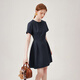 范思藍恩氣質(zhì)通勤短袖收腰連衣裙女短裙2024夏新款法式溫柔18007 藏青色 S