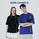 BORNCHAMPS/天生冠軍  夏季新款休閑T恤男女同款寬松短袖logo印花情侶上衣 黑色 M