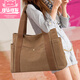 酷奇袋鼠2023七夕帆布包簡(jiǎn)約單肩上班包女神節電腦通勤包托特包女手提大包 咖啡色 升級加厚有拉鏈 普通款