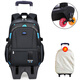 芭菲尼手拖拉桿車(chē)書(shū)包小學(xué)生男生2-3-6年級大容量減負6輪爬樓梯兩用背包 6輪高腳爬樓//黑色【送雨罩】