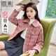 香影小香風(fēng)毛呢大衣女2024秋冬新款法式名媛翻領(lǐng)格紋小個子短外套 梅紅 S
