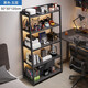 耐家（Naijia）書(shū)架置物架落地多層貨架鋼木收納架展示柜家用客廳梯形儲物架 【五層】黑色50*30*120cm