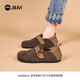 快樂瑪麗（J&M）勃肯鞋女春季外穿軟底復(fù)古全包休閑小眾單鞋子女 咖啡色 38 