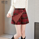 她池格紋短褲2025秋裝新款女裝復古高腰A字休閑褲學(xué)院風(fēng)