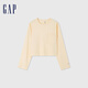 GAP女裝純棉拼接口袋長(cháng)袖T恤簡(jiǎn)約百搭純色上衣639096 米黃色 165/84A(M) 亞洲尺碼