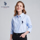U.S. POLO ASSN.保羅長(cháng)袖襯衫女2024新款商務(wù)休閑襯衣正裝開(kāi)衫上衣女裝 藍色 2XL-175/96A