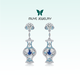 牧野（Muye） 天然彩寶 925銀藍色寶石耳釘 青花瓷耳環(huán) 原創(chuàng  )設計珠寶耳飾 青花瓷橄欖瓶耳釘