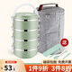 沉弗密封不銹鋼多層保溫飯盒套裝學(xué)生便當(dāng)盒兒童成人手提餐盒分格餐盒 四層綠色+保溫袋（送餐具）
