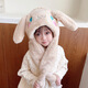 茵向小兔子耳朵會(huì )動(dòng)兒童帽子冬季女孩男童毛絨圍巾連帽一體防風(fēng)雷鋒帽 卡其 均碼（適合2-8歲的寶寶）