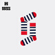 Happy Socks春夏款襪子女男襪多巴胺戶外波點(diǎn)黑色棉襪中筒襪 白色條紋 1雙 M 36-40