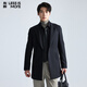 利郎青年商務(wù)男裝【雙層發(fā)熱】毛呢大衣男遠(yuǎn)紅外蓄暖長款羊毛行政外套 黑色 XL (175)