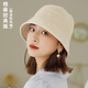 JOLISAC秋印漁夫帽春秋女日系棉麻遮陽(yáng)防曬小邊大頭圍時(shí)尚顯臉小水桶盆帽 米白色 棉麻經(jīng)典版 M