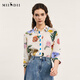 謎底花色襯衫七分袖女夏款復古優(yōu)雅苧麻透氣襯衣242MC0537 卡其花 L