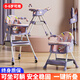 FOSSFISS寶寶餐椅可坐可躺多功能可折疊嬰幼兒小孩可調(diào)節(jié)吃飯桌座椅 粉花色【可躺+軟墊+雙餐盤】