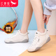 紅蜻蜓女鞋小白鞋秋季新品軟底透氣跑步運動(dòng)休閑鞋學(xué)生板鞋防滑耐磨平底 米灰高幫加絨 39