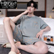 莫代爾睡衣男款夏季2026新款棉短袖短褲薄款睡衣套裝寬松大碼家居服透氣 AD96632 XL (適合體重125-145斤)