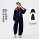 NAVIGARE意大利小帆船童裝女童套裝兒童衛衣兩件套中大童長(cháng)袖褲子套裝 深藍戶(hù)外植物 150