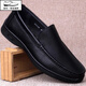 意利·零度潮輕奢男鞋休閑皮鞋男秋冬季新款真牛皮羊毛加絨保暖一腳蹬厚底棉鞋 黑色四季 【品牌男鞋】限量款 40 【標準皮鞋碼】