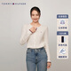 TOMMY HILFIGER【復(fù)古絞花】春秋季女裝純棉肌理感圓領(lǐng)內(nèi)搭打底衫開(kāi)衫針織衫毛衣 【撞色絞花開(kāi)襟】-  白色YBL S （推薦：100-110斤）