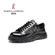諾貝達（ROBERTA DI CAMERINO）2025春夏季新款高級感商務(wù)休閑皮鞋男士真皮舒適厚底輕奢低幫鞋 黑色 DDE77024A 39 （歐美尺碼 偏大一碼）