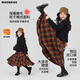 moonkids女童半身裙秋冬兒童復古紅色格子a字裙新年毛呢裙女孩中長(cháng)款裙子8 4560紅格半身裙 110 cm