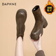 達芙妮（DAPHNE）復古風(fēng)馬丁靴女2025年新款秋冬厚底粗跟短靴彈力靴百搭瘦瘦靴 卡其色【加絨280g】 (跟高6.5厘米) 37 標準碼