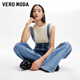 VEROMODA牛仔褲2025春季新款可拆卸背帶高腰三?？畚⒗硯Ｗ醒?牛仔藍(lán)色 S