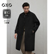 GXG男裝時尚長款羊毛大衣外套 黑色 185/XXL