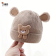 貝娜茜嬰兒帽子秋冬季男女寶寶加厚保暖毛線(xiàn)帽嬰幼兒護耳針織帽冬季幼兒 小熊-卡其 0-12個(gè)月（37-46CM）