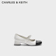 CHARLES&KEITH优雅拼色粗跟玛丽珍鞋子女鞋CK1-60580265 White白色 37