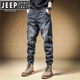 JEEP SPIRIT牛仔褲男士春季美式寬松哈倫工裝褲純棉寬松束腳長(cháng)褲子男 206深灰藍 32