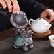 倩揮創(chuàng)意紫砂招財龍龜茶寵擺件精品開片可養(yǎng)茶桌茶道茶玩配件茶盤裝飾 哥窯龍龜+茶漏