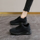 藏美時(shí)代女鞋春秋全黑色運動(dòng)鞋女厚底防滑休閑鞋子皮面防水上班軟底工作鞋 黑色 40