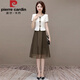 皮爾卡丹（pierre cardin）杭州天絲連衣裙子女士2025新款夏季小個(gè)子時(shí)尚假兩件套裝高端氣質(zhì) 咖色 L (建議105-120斤)
