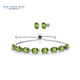 GEM STONE KING手鏈耳釘女鑲嵌綠色橄欖石耳環(huán)手鏈925銀套裝2件套生日紀念日禮物