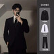 安初夏黑色休閑西服套裝男士春秋季英倫風(fēng)一套雅痞帥男裝外套高級感西裝 西服+白襯衫+西褲+領(lǐng)帶 XL