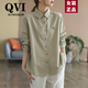 QVI高端品牌 長袖襯衫女2025春秋新款文藝休閑寬松百搭純棉襯衣上衣 淺綠色  L(建議125-150斤)