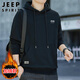 JEEP SPIRIT吉普衛衣男連帽秋季休閑寬松長(cháng)袖T恤男打底衫男 黑色加絨 L