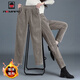 AEMAPE燈芯絨休閑褲女2025秋冬新款加絨厚款保暖直筒寬松百搭哈倫褲子 卡其色[加絨] 加厚 XL 100-125斤