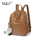 VQGT新款雙肩包女士背包女七夕女神節休閑學(xué)生書(shū)包時(shí)尚軟皮百搭旅行包 焦糖色