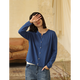 無(wú)色無(wú)味【經(jīng)典休閑】熱賣(mài)款全棉簡(jiǎn)約純色V領(lǐng)針織衫毛衣開(kāi)衫外搭女裝外套 克茵藍 M (36)