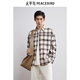 太平鳥(niǎo)男裝襯衫春季輕奢肌理感寬松格子襯衫男休閑 黃白格紋 2XL