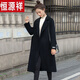恒源祥雙面絨大衣羊毛女中長(cháng)款2024年秋冬新款韓版修身赫本風(fēng)毛呢外套 黑色(商城質(zhì)量) XL 115-125斤
