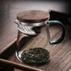 高茗 公道杯耐熱玻璃透明一體月牙過濾茶水分離杯泡茶公杯分茶器茶具 月落公杯+木蓋