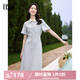 歐莎（OSA）法式赫本風(fēng)茶歇連衣裙女夏季新款高級感氣質(zhì)修身顯瘦長裙 藍(lán)色 M