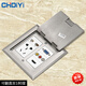 締一（CHDIYI）不銹鋼多媒體地插座防水隱藏式家用VGA音頻HDMI卡農(nóng)話筒USB地插座